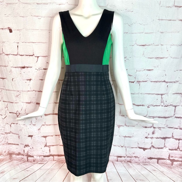 BAILEY 44 Plaid Sheath Cocktail Dress Green and Black Colorblock NWT Size Small - Picture 16 of 16